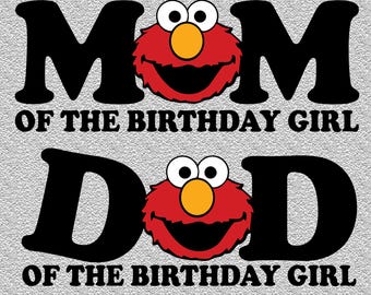 Elmo Birthday Girl Family SVG PNG Bundle: Mom Dad Shirt Designs Digital Download