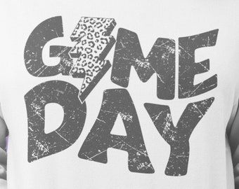 Game day png, Game Day Leopard Lightning Bolt design png, Sports png, Digital download