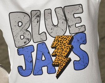 Blue Jays Leopard Lightning Bolt PNG: Sublimation Design (Digital Download)