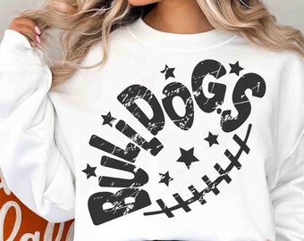 Retro Bulldogs Mascot PNG: Vintage Football Sublimation Design (Digital Download)