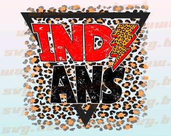 Indians png, Indians Black Red Leopard Lightning Bolt design png, Mascot design png