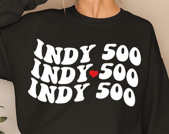 Indy 500 Race Day red heart SVG PNG Shirt Design Retro Motorsports Graphic