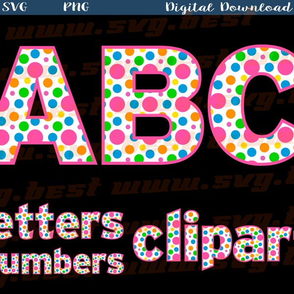 Polka dot alphabet svg, the best quality alphabet for you, Polka Dot Letters, clipart of letters and numbers, digital download