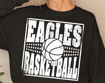Eagles Basketball Vintage Graphic, School Team Design (PNG)