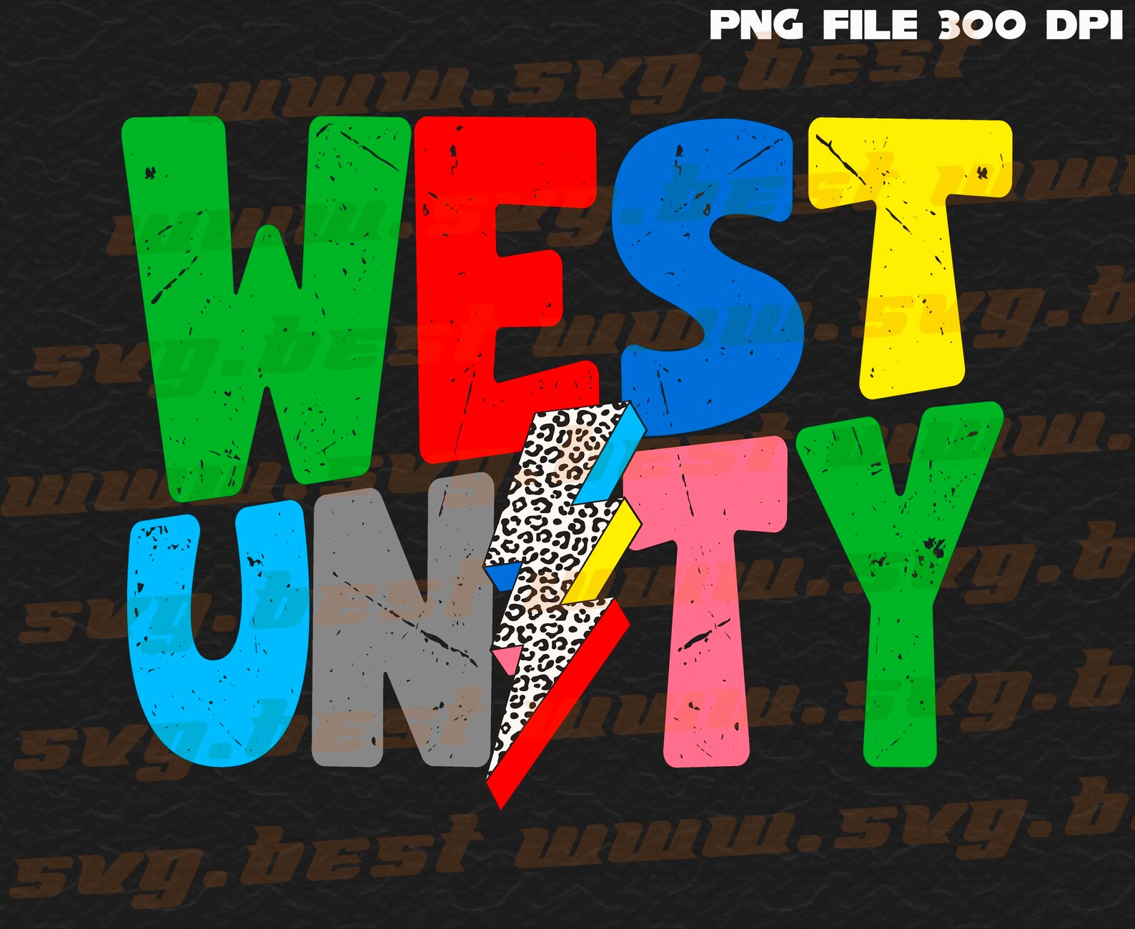 West Unity Png West Unity Distressed Leopard Lightning Bolt Etsy