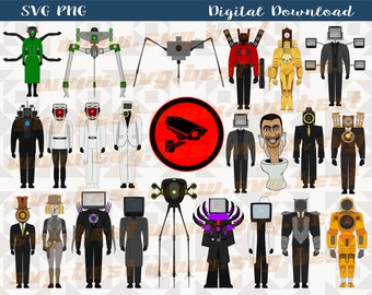 Skibidi Toilet Png 300 dpi, Designs for t-shirt, Digital download