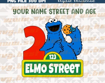 Custom Cookie Monster Birthday PNG: Personalized Party Shirt Design (Digital File