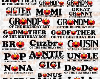 Elmo Birthday Boy Family SVG PNG Bundle: Shirt Designs Digital Download