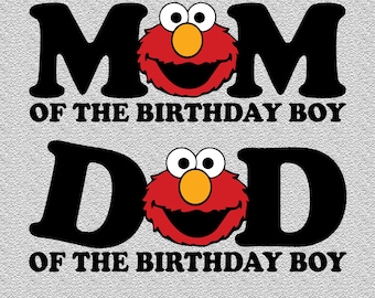 Elmo Birthday Boy Family SVG PNG Bundle: Mom Dad Shirt Designs Digital Download