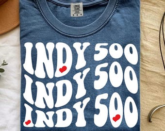 Indy 500 Race Day red heart SVG PNG Shirt Design Retro Motorsports Graphic