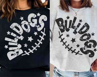 Retro Bulldogs Mascot PNG: Football Sublimation Design (Digital Download)