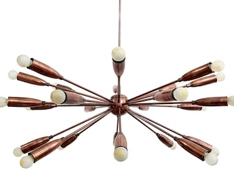 Modern Brass Sputnik Chandelier, 24 Light Fixture, Mid Century Lighting