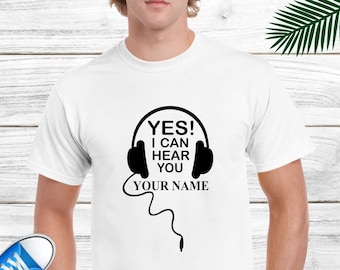 DJ Kopfhörer T-Shirt Personalisiert Ihr Name Musik Musikalischer Sänger Lied Geburtstag Spaß oder Weihnachtsgeschenk für ihn kundenspezifische Oberseiten