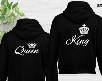 King and Queen Matching Hoodies: Valentines Gift, Wedding Present