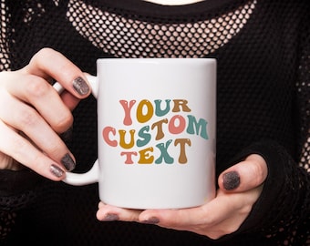 Personalised Mug, Customised Mug, Personalized Retro Vintage Mug, Your Design Photo Mug Your Text Here Mug Womens Gift Xmas Birthday Gift