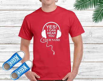 Maglietta con cuffie da DJ personalizzata con il tuo nome Musica