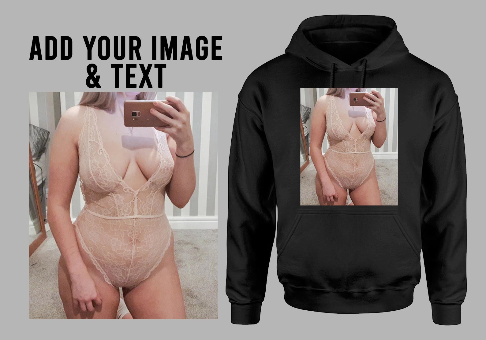 Add Your Image Hoodie Your Image Adult Gift for Him Personalised Hoodie Etsy