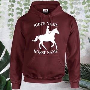 Personalised Horse Hoodie Riding Rider Dressage Equestrian Stable Farm Unisex Stunning Gifts Unisex Sweatshirt Present Front Printed Tops