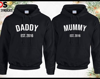Ensemble à capuche personnalisé papa et maman - Cadeau pour nouveau parent