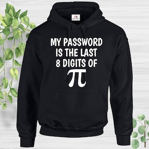 My Password is the last 8 Digits Of Maths Pi Hoodie Pi Day Sweatshirt Family Presents Gift Hood Funny Hoody Slogan Joke Unisex Jumpers Tops