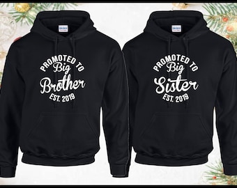 Personalised Promoted to Big Brother and Big Sister Hoodie Add Date Friendly Sis Bro Family Gift Unisex Jumper Presents Sweatshirt Tops
