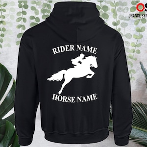 Personalised Horse Hoodie Riding Pony Cob Dressage Equestrian Stable Farm Unisex Stunning Gifts Unisex Sweatshirt Present Back Printed Tops