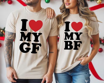 I Love My GF I Love My BF Valentine’s Day T-Shirt | Couples Matching Shirts | Romantic Gift for Him Her