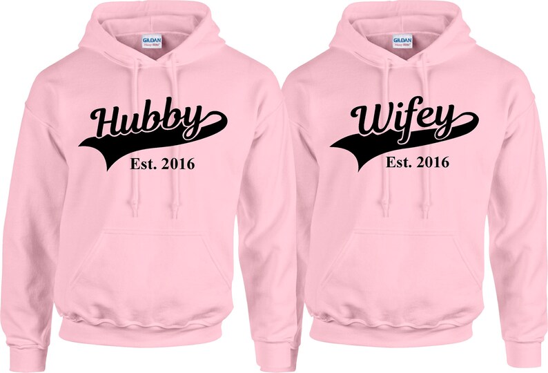 Personalised Hubby Wifey Husband Wife Hoodie Hoody Add Wedding Date Partner Present Engagement Valentines Day Honeymoon Unisex Jumpers image 6