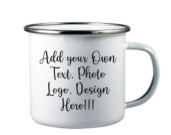 Create Your Own Coffee Mug Personalised Mug Enamal Mug Campfire Mug Rustic Birthday Gift Enamel Mug Travel Gift Enamel Mug