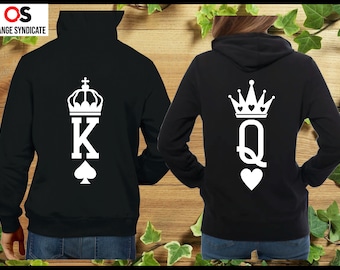 King Queen Hoodie Set of King & Queen Couples Matching Sweatshirts King Queen Sweaters King Queen Valentine's Day Present Gift Pullover Tops