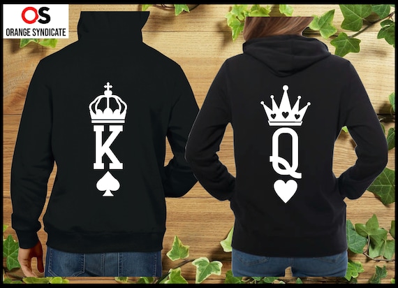 King Queen Hoodie Set of King & Queen Couples Matching Sweatshirts King  Queen Sweaters King Queen Valentine's Day Present Gift Pullover Tops -   France