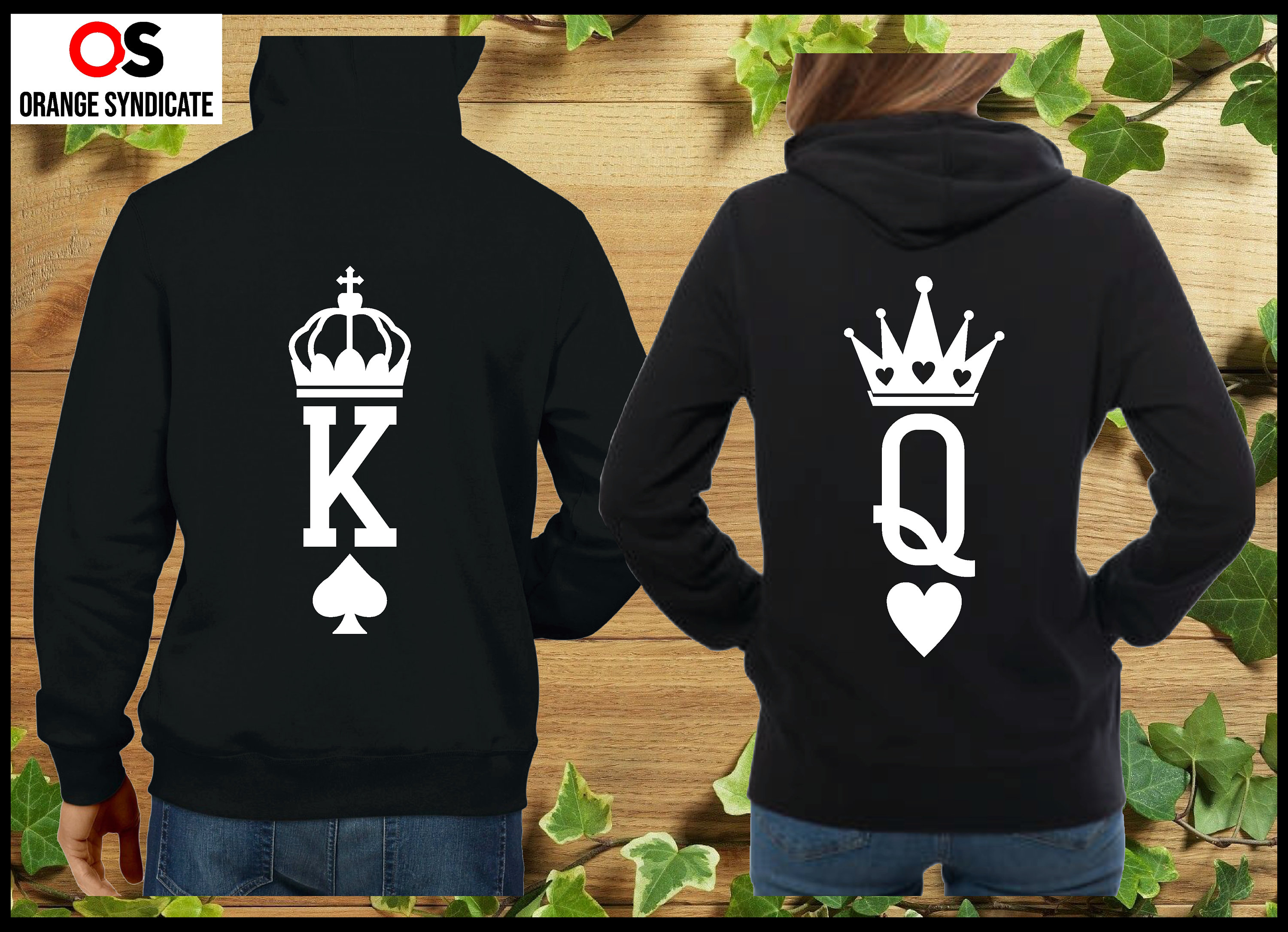 Sweatshirt com capuz King e Queen conjunto namorados - Personalizei