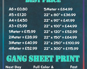 Custom DTF Print, Full Color Heat Transfer, Gang Sheet