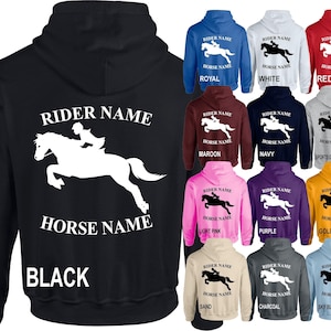 Personalised Horse Hoodie Rider Pony Dressage Unisex Hoody Jumper Sweatshirt Equestrian Birthday Presents Hood Adults Kids Tops