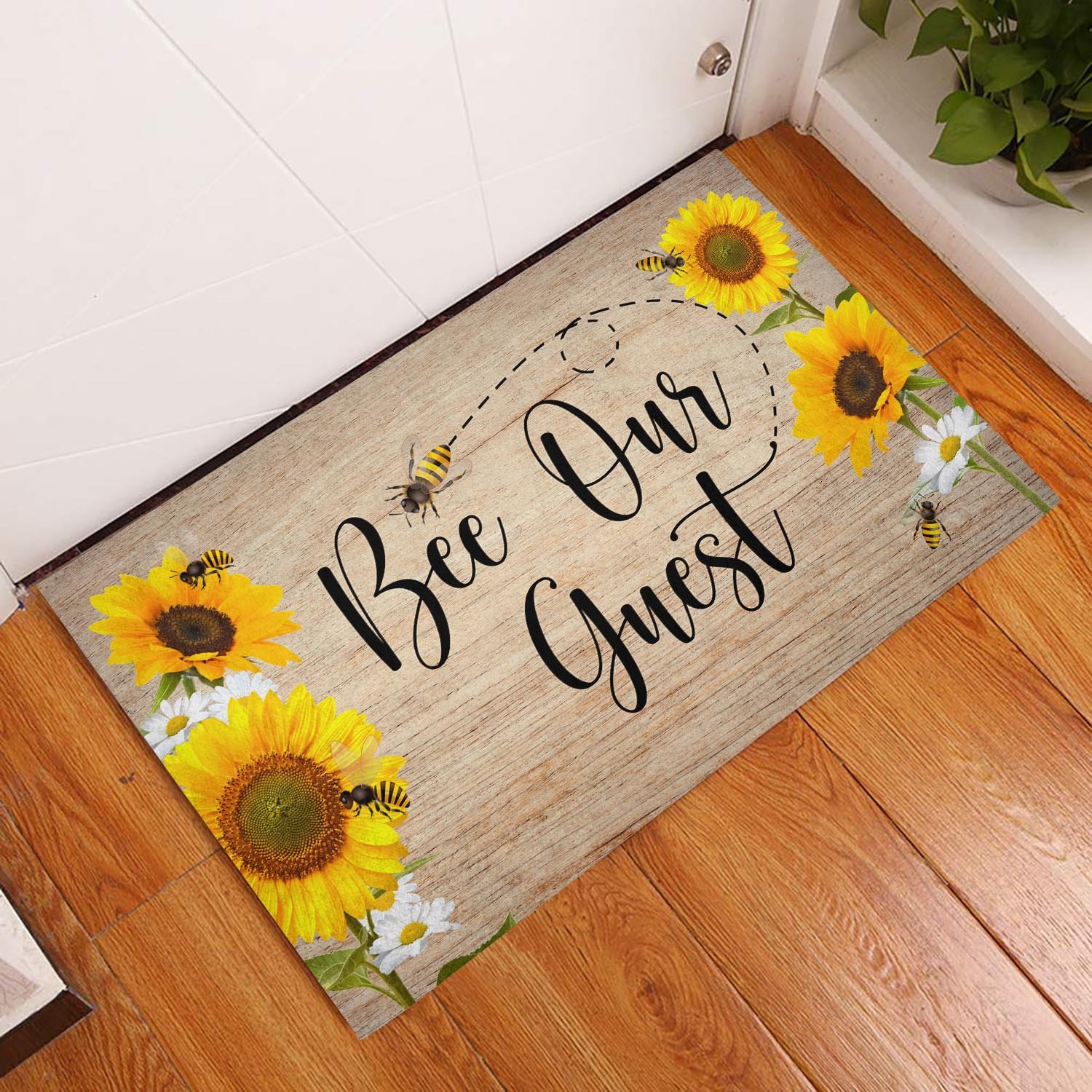 Bee Our Guest sunflower doormat Summer Doormat Sunflower Etsy
