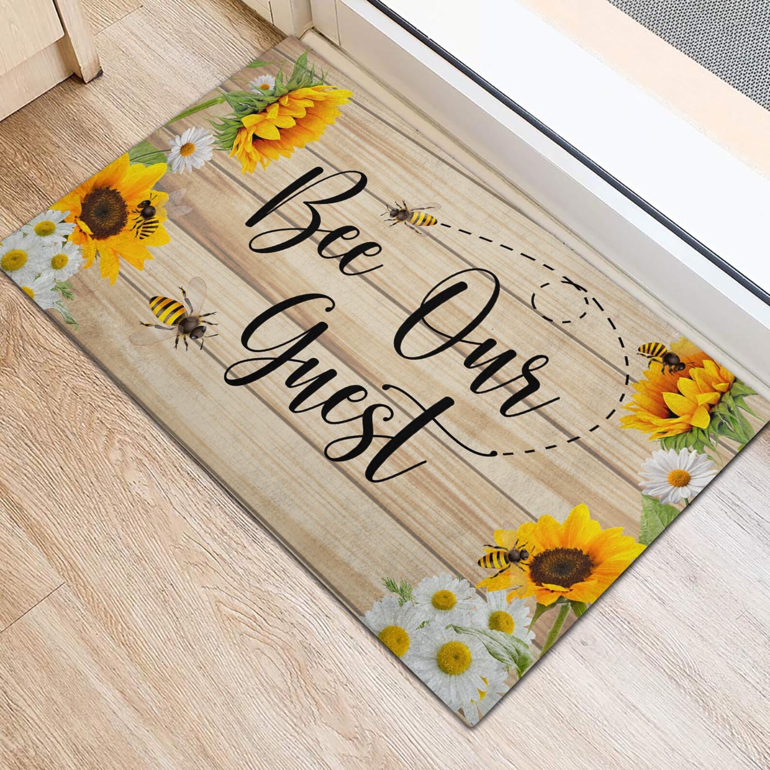 Bee Our Guest sunflower doormat Summer Doormat Sunflower Etsy