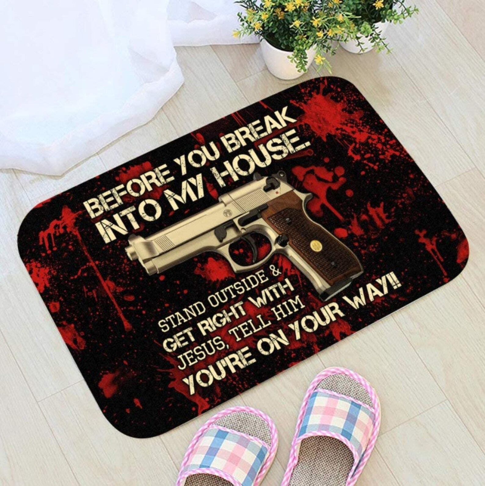 Before You Break Into My House Doormat Etsy