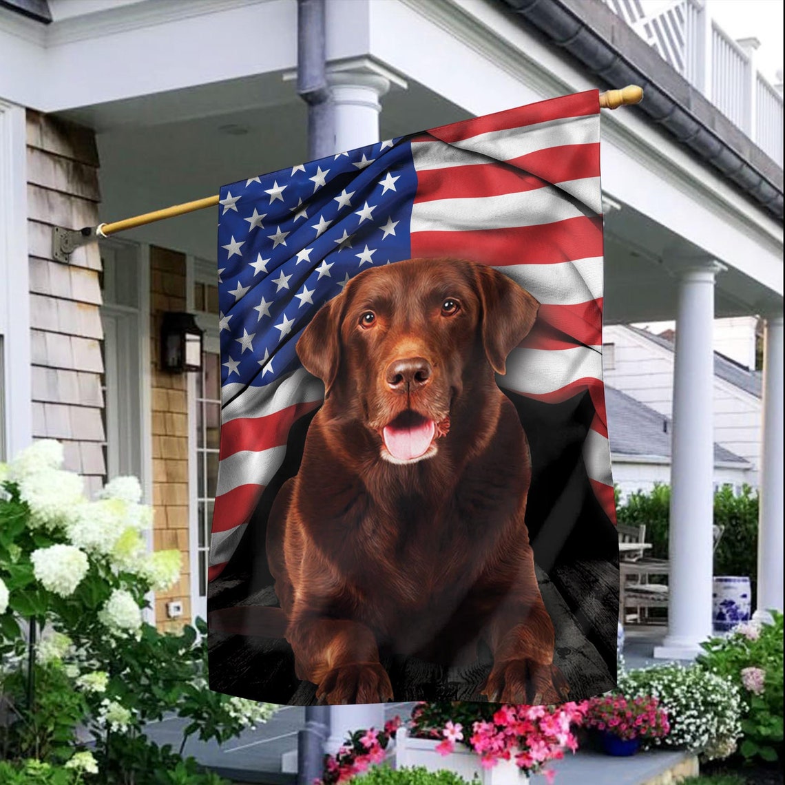 Chocolate Labrador American Patriot Flag Patriot Day House Etsy