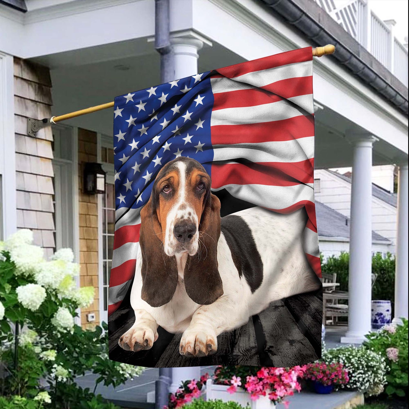 Basset Hound American Patriot Flag Patriot Day House Etsy
