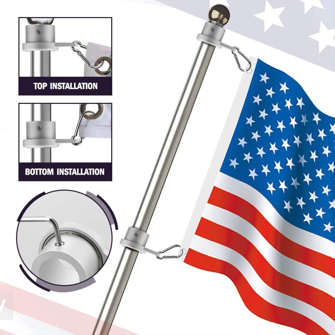Flagpole Ring Set with Bearings 360 Rotating Flag Mounting Etsy