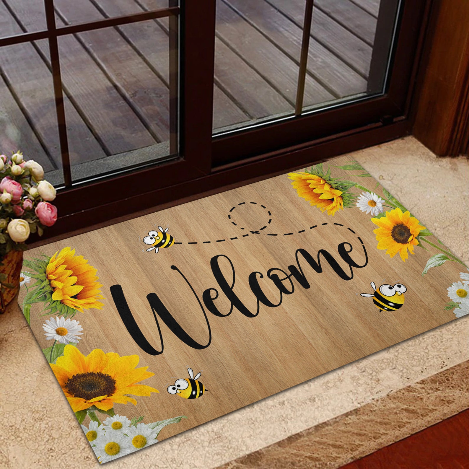 sunflower doormat Summer Doormat Sunflower doormat Etsy