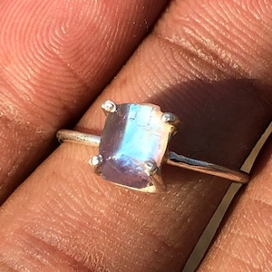 Raw Moonstone Ring, Natural Rainbow Moonstone Rough Ring, Raw Stone Ring, Birthstone Ring, 925 Silver Ring, Minimalist Ring, Gift for Mother