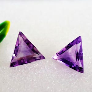 2 Piece Layout Natural Amethyst Triangle Shape Faceted Gemstone, 10.90 Cts Stone for Jewelry Making Ring And Earing Supply Stone Birthstone.