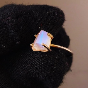 Raw Moonstone Ring, Natural Rainbow Moonstone Rough Ring, Raw Stone Ring, Birthstone Ring, 925 Silver Ring, Minimalist Ring, Gift for Mother