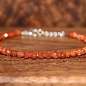 Armband med naturlig solsten, armband för kvinnor, minimalistiskt fasettslipat solsten, armband med AAA solsten i 925 sterlingsilver.