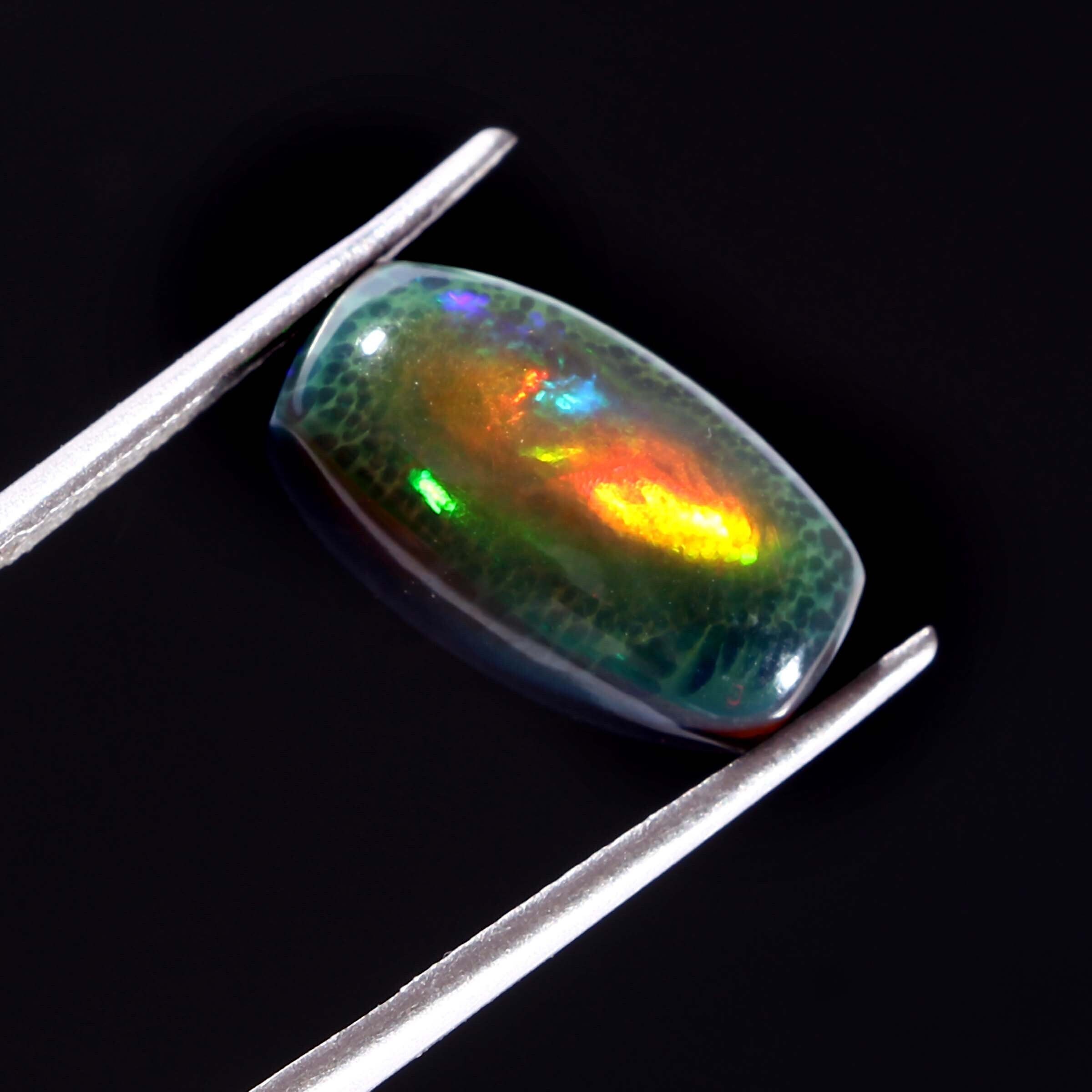 Ethiopian Black Opal Gemstone Multi Color Fire Stone AAA Quality Opal Black Cabs