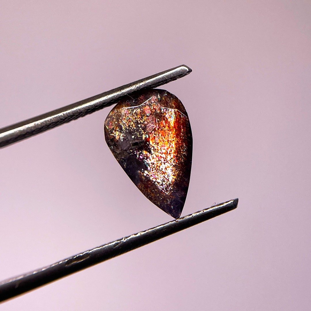 Fire Sunstone Faceted Pear Shape Sunstone: Multi-fire Gemstone, 12x8x5mm - Etsy