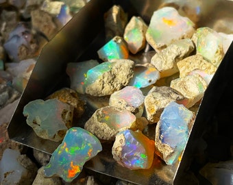 AAA+ Natural Ethiopian Welo Opal Rough Stone - 17.50 Carat Raw Crystal October Birthstone