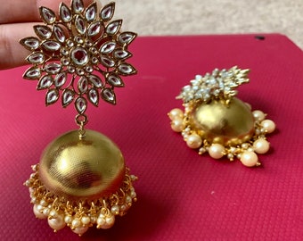 Karan phool earrings gold new arrivals