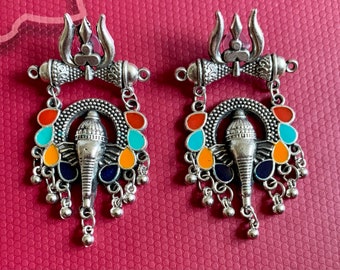 Multi Color Silver Dangle/Oxidized Earrings /Indian jewelry/Indian Jhumka/Traditional Earrings/Pakistani earrings/ Silver earrings